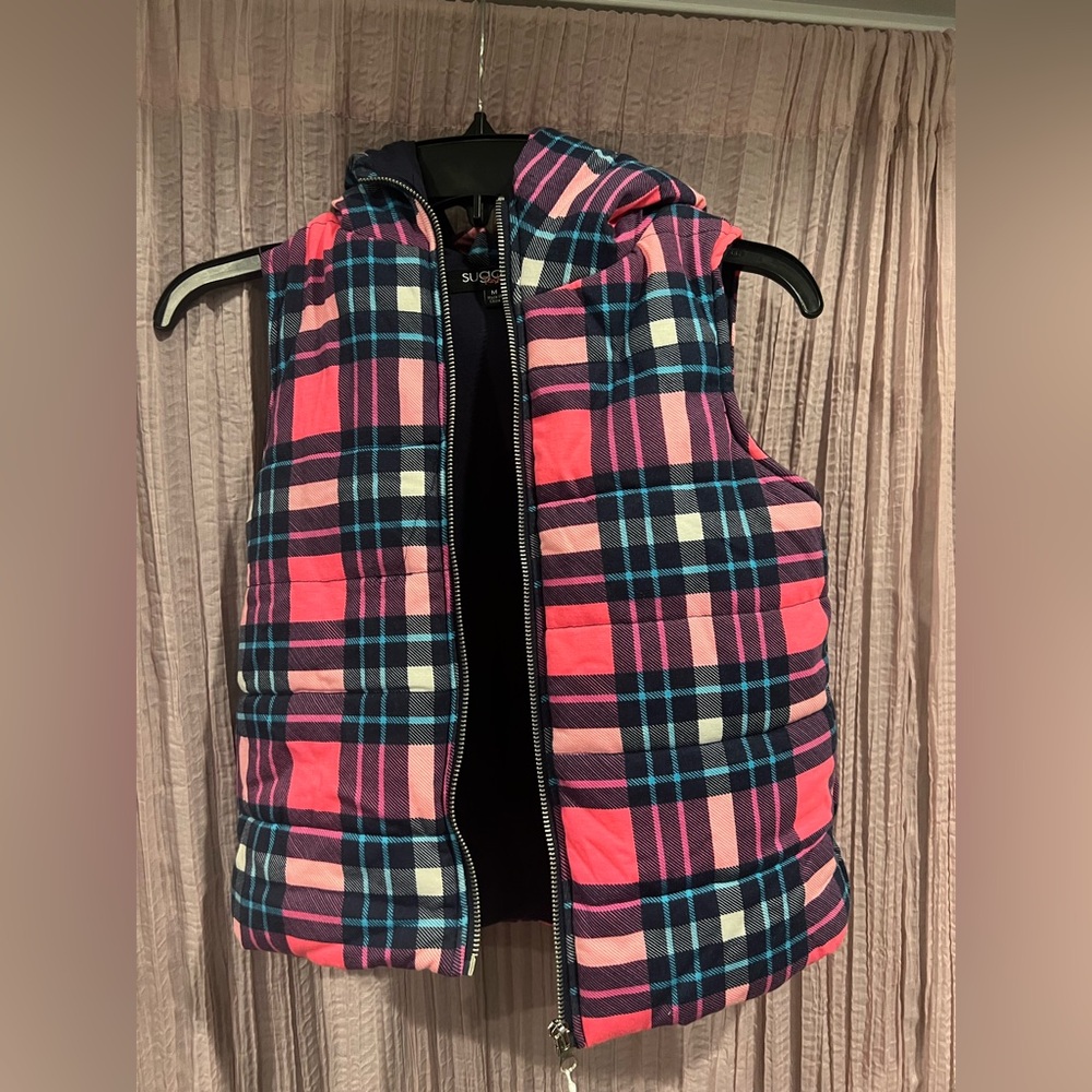 Plaid Kids Vest - Pink and Blue